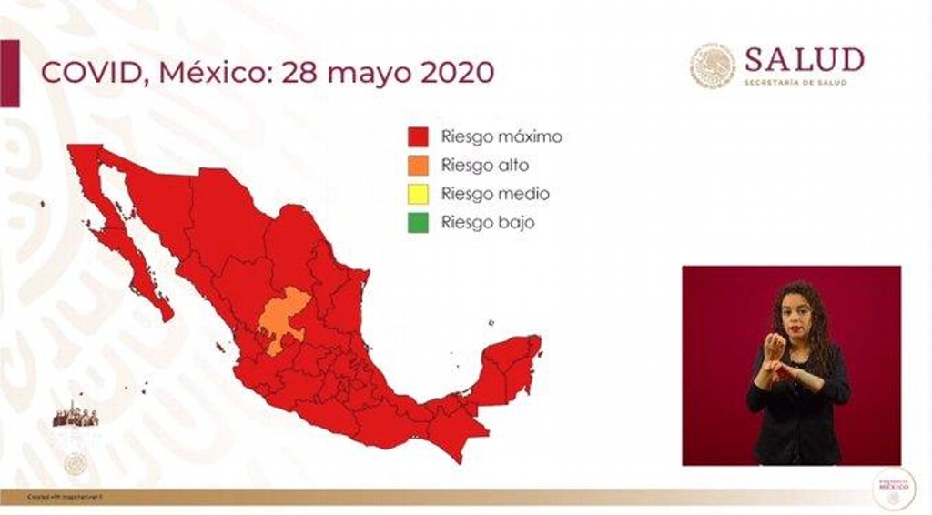 La mayor parte de México está en rojo por riesgo máximo de