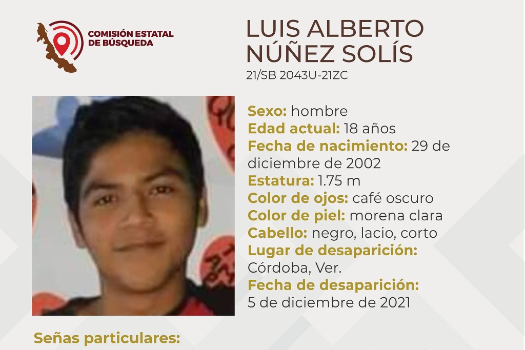 Desaparece joven de 18 años en el municipio de Córdoba 