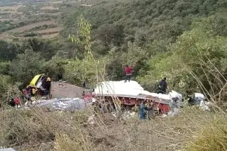 Rapiñeros roban varilla de tráiler accidentado en la autopista Cordoba-Puebla