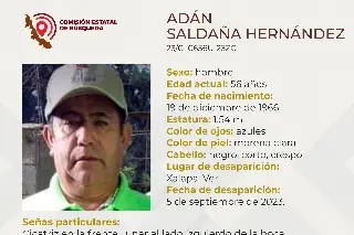 Piden ayuda para encontrar a hombre desaparecido en Xalapa, Veracruz