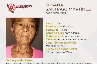 Mujer de la tercera edad desaparece al sur de Veracruz 