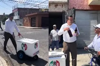 Dirigente del PRI regala caguamas a trabajadores (+Video)