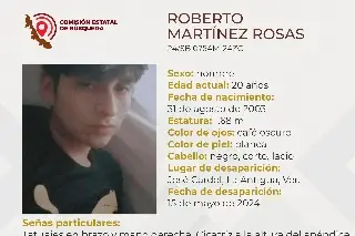 Él es Roberto, tiene 20 años y desapareció en La Antigua, Veracruz 