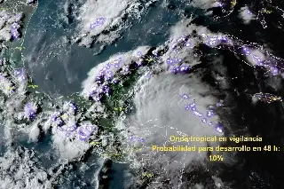 Imagen Onda Tropical cruzaría la península de Yucatán; podría ganar fuerza frente a costas de Veracruz